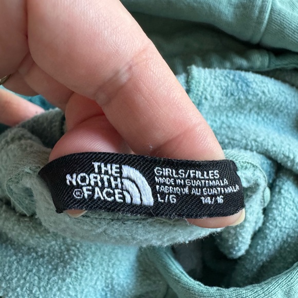 The North Face girls youth hoodie Large 14-16 green tie dye cotton cropped - Picture 3 of 8